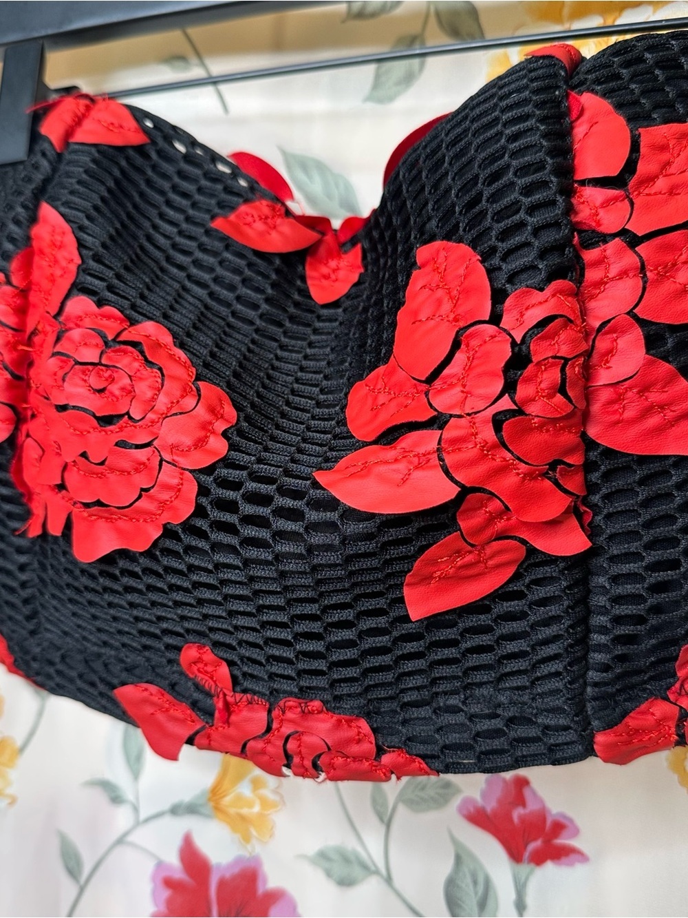 MYSTIC | Black Mesh Rose Strapless Crop | Size M/L | Great Condition - Picture 3 of 5